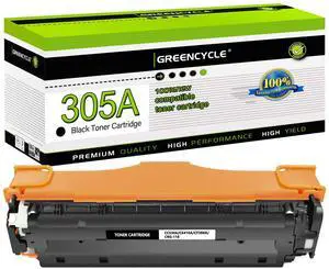 greencycle 1 Pack 305A Black Toner Cartridge Compatible for HP 305A CE410A Toner Works on Laser jet Pro 400 Color M451nw M451dw M451dn MFP M475dn M475dw M375nw Printer