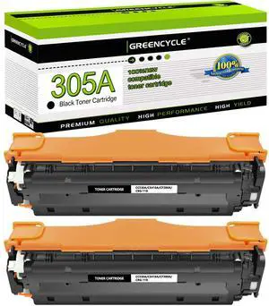 greencycle 2 Pack 305A Black Toner Cartridge Compatible for HP 305A CE410A Toner Works on Laser jet Pro 400 Color M451nw M451dw M451dn MFP M475dn M475dw M375nw Printer