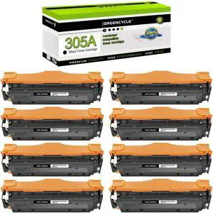greencycle 8 Pack 305A Black Toner Cartridge Compatible for HP 305A CE410A Toner Works on Laser jet Pro 400 Color M451nw M451dw M451dn MFP M475dn M475dw M375nw Printer