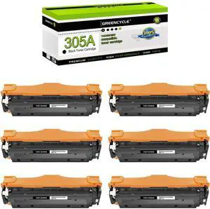 greencycle 6 Pack 305A Black Toner Cartridge Compatible for HP 305A CE410A Toner Works on Laser jet Pro 400 Color M451nw M451dw M451dn MFP M475dn M475dw M375nw Printer
