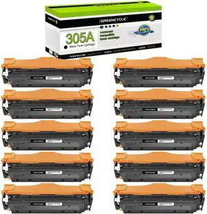 greencycle 10 Pack 305A Black Toner Cartridge Compatible for HP 305A CE410A Toner Works on Laser jet Pro 400 Color M451nw M451dw M451dn MFP M475dn M475dw M375nw Printer