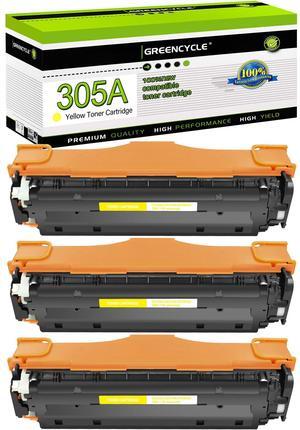 greencycle 3 Pack 305A Yellow Compatible Toner Cartridge Replacement for HP 305A CE412A Toner work with Laser jet Pro 400 Color M451nw M451dw M451dn MFP M475dn M475dw M375nw Printer