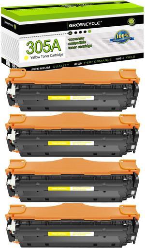 greencycle 4 Pack 305A Yellow Compatible Toner Cartridge Replacement for HP 305A CE412A Toner work with Laser jet Pro 400 Color M451nw M451dw M451dn MFP M475dn M475dw M375nw Printer