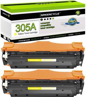 greencycle 2 Pack 305A Yellow Compatible Toner Cartridge Replacement for HP 305A CE412A Toner work with Laser jet Pro 400 Color M451nw M451dw M451dn MFP M475dn M475dw M375nw Printer