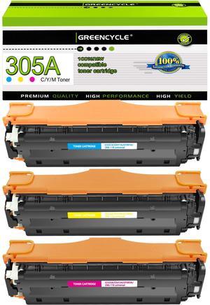 greencycle 3 Pack Compatible Toner Cartridge Replacement for HP 305A CE411A CE412A CE413A Toner work with Laser jet Pro 400 Color M451nw M451dw M451dn MFP M475dn M475dw M375nw Printer(C/Y/M)