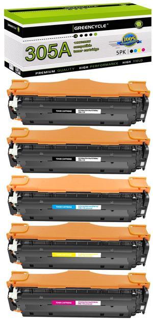 greencycle 5 Pack Compatible Toner Cartridge Replacement for HP 305A CE410A CE411A CE412A CE413A Tone work with Laser jet Pro 400 Color M451nw M451dw M451dn MFP M475dn M475dw M375nw Printer(B/C/Y/M)