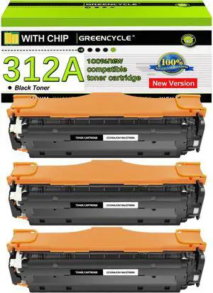 greencycle 3 Pack 312A CF380A Black Compatible Toner Cartridge Replacement for HP 312A CF380A Toner work with Color Laser Jet Pro MFP M476dw M476nw M476dn Printer