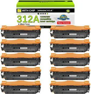 greencycle 10 Pack 312A CF380A Black Compatible Toner Cartridge Replacement for HP 312A CF380A Toner work with Color Laser Jet Pro MFP M476dw M476nw M476dn Printer