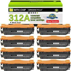 greencycle 8 Pack 312A CF380A Black Compatible Toner Cartridge Replacement for HP 312A CF380A Toner work with Color Laser Jet Pro MFP M476dw M476nw M476dn Printer