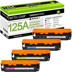 greencycle 4 Pack Compatible Toner Cartridge Replacement for HP 125A CB540A CB541A CB542A CB543A Toner Works on Color CM1312 MFP CP1215 CP1515n CP1518ni Series Printer(Black Cyan Yellow Magenta)