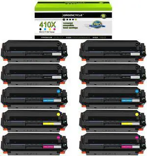 greencycle 10 Pack 410X High-yield Compatible Toner Cartridge Replacement for HP 410X CF410X CF411X CF412X CF413X for Color M477fdw M477fdn MFPM477fnw M452dw Printer (Black Cyan Yellow Magenta)