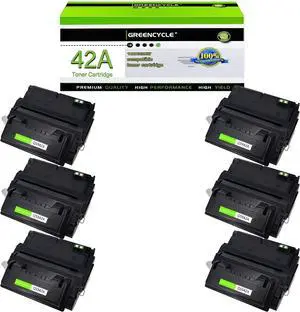 greencycle Q5942A Compatible Toner Cartridge Replacement for HP 42A Q5942A Black Cartridge Laserjet 4200 4240 4250 4250TN 4250N 4250DTN 4300 4350 4345MFP 4350N 4350TN 4350DTN Series Printers (6Pk)