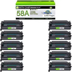 greencycle 58A [With Chip] Compatible Toner Cartridge Replacement for HP 58A CF258A Black Cartridge Laserjet Pro M404dn M404n M404dw MFP M428fdw M428dw M428fdn M406 M430 M404 M428 M304 Printer (10Pk)