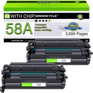 greencycle 58A [With Chip] Compatible Toner Cartridge Replacement for HP 58A CF258A Black Cartridge Laserjet Pro M404dn M404n M404dw MFP M428fdw M428dw M428fdn M406 M430 M404 M428 M304 Printer (2Pk)