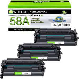 greencycle 58A [With Chip] Compatible Toner Cartridge Replacement for HP 58A CF258A Black Cartridge Laserjet Pro M404dn M404n M404dw MFP M428fdw M428dw M428fdn M406 M430 M404 M428 M304 Printer (3Pk)