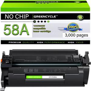 greencycle 58A [No Chip] Compatible Toner Cartridge Replacement for HP 58A CF258A Black Cartridge Laserjet Pro M404dn M404n M404dw MFP M428fdw M428dw M428fdn M406 M430 M404 M428 M304 Printer (1Pk)