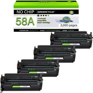 greencycle 58A [No Chip] Compatible Toner Cartridge Replacement for HP 58A CF258A Black Cartridge Laserjet Pro M404dn M404n M404dw MFP M428fdw M428dw M428fdn M406 M430 M404 M428 M304 Printer (4Pk)