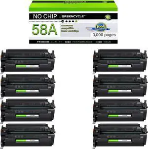 greencycle 58A [No Chip] Compatible Toner Cartridge Replacement for HP 58A CF258A Black Cartridge Laserjet Pro M404dn M404n M404dw MFP M428fdw M428dw M428fdn M406 M430 M404 M428 M304 Printer (8Pk)