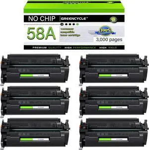 greencycle 58A [No Chip] Compatible Toner Cartridge Replacement for HP 58A CF258A Black Cartridge Laserjet Pro M404dn M404n M404dw MFP M428fdw M428dw M428fdn M406 M430 M404 M428 M304 Printer (6Pk)