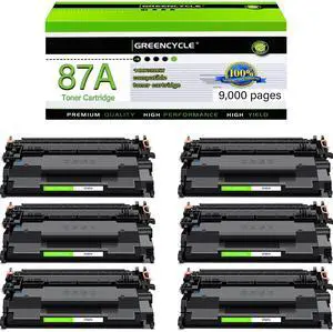 greencycle CF287A Compatible Toner Cartridge Replacement for HP 87A CF287A 87X CF287X Black Cartridge Laserjet Enterprise M506 M506dn M506n M506x Pro M501 M501dn M527 M527dn Printer (6Pk)
