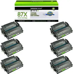 greencycle CF287X Compatible Toner Cartridge Replacement for HP 87X CF287X 87A CF287A Black Cartridge Laserjet Enterprise M506 M506dn M506n M506x Pro M501 M501dn M527 M527dn Printer (6Pk)