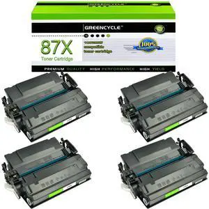 greencycle CF287X Compatible Toner Cartridge Replacement for HP 87X CF287X 87A CF287A Black Cartridge Laserjet Enterprise M506 M506dn M506n M506x Pro M501 M501dn M527 M527dn Printer (4Pk)