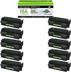greencycle C7115A Compatible Toner Cartridge Replacement for HP 15A C7115A 13A Q2613A Black Cartridge Laser Jet 1200 1220 1300 1150 3300 3310 3320 3330 3380 Printer (10Pk)