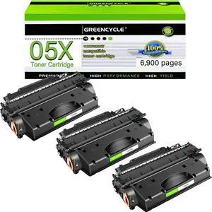 greencycle CE505X Compatible Toner Cartridge Replacement for HP 05X CE505X Black Cartridge Laserjet P2050 P2055 P2055d P2055dn P2055x Printer (3Pk)
