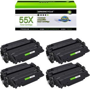 greencycle CE255X Compatible Toner Cartridge Replacement for HP 55X CE255X 55A CE255A Black Cartridge Laserjet P3015 P3015dn P3015x Pro 500 MFP M521dn M521dw M521 M525 Printer (4Pk)