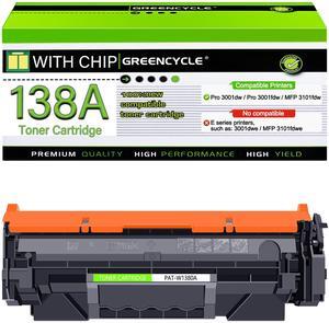 greencycle W1380A [with Chip] Compatible Toner Cartridge Replacement for HP 138A W1380A 138X W1380X Black Cartridge Laser Jet Pro 3001dw 3001fdw MFP 3101fdw Series Printer (1Pk)