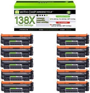 greencycle W1380X [with Chip] Compatible Toner Cartridge Replacement for HP 138X W1380X 138A W1380A Black Cartridge Laser Jet Pro 3001dw 3001fdw MFP 3101fdw Series Printer (10Pk)