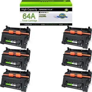 greencycle CC364A Toner Cartridge Replacement Compatible for HP 64A Black Toner Cartridge Laserjet P4014 P4014dn P4014n P4015 P4015dn P4015n P4015tn P4015x P4515 P4515n P4515tn (6PCS)