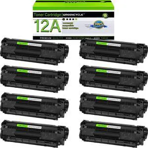 greencycle Q2612A Toner Cartridge Replacement Compatible for HP 12A Black Toner Cartridge Laserjet 1010 1012 1018 1020 1022 1022N 3015 3030 3052 3055 M1005 M1319F (8PCS)