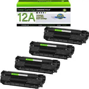 greencycle Q2612A Toner Cartridge Replacement Compatible for HP 12A Black Toner Cartridge Laserjet 1010 1012 1018 1020 1022 1022N 3015 3030 3052 3055 M1005 M1319F (4PCS)
