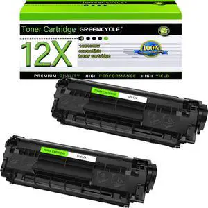 GREENCYCLE High Yield Compatible Toner Cartridge Replacement for HP 12X Q2612X 12A Q2612A work with Laser Jet 1012 1022 1020 1018 1022N 1010 3015 3050 3030 3052 3055 M1319F Printer (Black, 2-Pack)