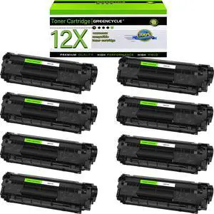 GREENCYCLE High Yield Compatible Toner Cartridge Replacement for HP 12X Q2612X 12A Q2612A work with Laser Jet 1012 1022 1020 1018 1022N 1010 3015 3050 3030 3052 3055 M1319F Printer (Black, 8-Pack)
