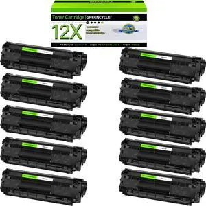 GREENCYCLE High Yield Compatible Toner Cartridge Replacement for HP 12X Q2612X 12A Q2612A work with Laser Jet 1012 1022 1020 1018 1022N 1010 3015 3050 3030 3052 3055 M1319F Printer (Black, 10-Pack)