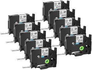 GREENCYCLE 10 Pack Compatible for Brother P-touch HSe-211 HSe211 HS-211 HS211 5.8mm 0.23'' x 1.5m Black on White Heat Shrink Tubes for Wires Cables