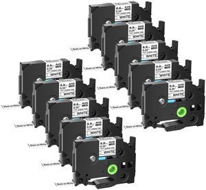 GREENCYCLE 10 Pack Compatible for Brother P-touch HSe-221 HSe221 HS-221 HS221 8.8mm 0.34'' x 1.5m Black on White Heat Shrink Tubes for Wires Cables