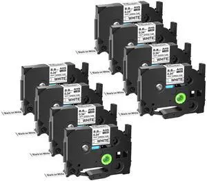 GREENCYCLE 8 Pack Compatible for Brother P-touch HSe-221 HSe221 HS-221 HS221 8.8mm 0.34'' x 1.5m Black on White Heat Shrink Tubes for Wires Cables