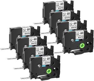 GREENCYCLE 8 Pack Compatible for Brother P-touch HSe-231 HSe231 HS-231 HS231 11.7mm 0.46'' x 1.5m Black on White Heat Shrink Tubes for Wires Cables