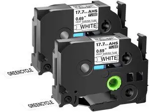 GREENCYCLE 2 Pack Compatible for Brother P-touchHSe-241 HSe241 HS-241 HS241 17.7mm 0.69'' x 1.5m Black on White Heat Shrink Tubes for Wires Cables