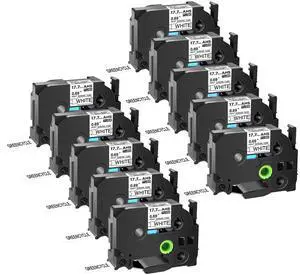 GREENCYCLE 10 Pack Compatible for Brother P-touchHSe-241 HSe241 HS-241 HS241 17.7mm 0.69'' x 1.5m Black on White Heat Shrink Tubes for Wires Cables