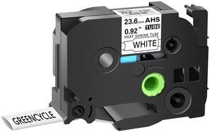 GREENCYCLE 30 Pack Compatible for Brother P-touch HSe-251 HSe251 HS-251 HS251 23.6mm 0.92'' x 1.5m Black on White Heat Shrink Tubes for Wires Cables
