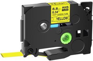 GREENCYCLE 20 Pack Compatible for Brother P-touch HSe-221 HSE621 HS-221 HS221 8.8mm 0.34'' x 1.5m Black on Yellow Heat Shrink Tubes for Wires Cables