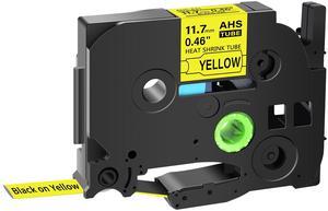 GREENCYCLE 100 Pack Compatible for Brother P-touch HSe-231 HSE631 HS-231 HS231 11.7mm 0.46'' x 1.5m Black on Yellow Heat Shrink Tubes for Wires Cables