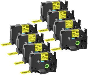 GREENCYCLE 8 Pack Compatible for Brother P-touchHSe-241 HSE641 HS-241 HS241 17.7mm 0.69'' x 1.5m Black on Yellow Heat Shrink Tubes for Wires Cables
