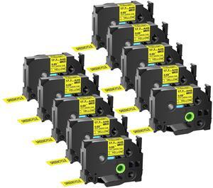 GREENCYCLE 10 Pack Compatible for Brother P-touchHSe-241 HSE641 HS-241 HS241 17.7mm 0.69'' x 1.5m Black on Yellow Heat Shrink Tubes for Wires Cables