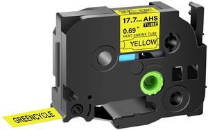 GREENCYCLE 20 Pack Compatible for Brother P-touchHSe-241 HSE641 HS-241 HS241 17.7mm 0.69'' x 1.5m Black on Yellow Heat Shrink Tubes for Wires Cables