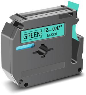GREENCYCLE Compatible for Brother M731 M-K731 MK731 M-731 MK731s 0.47 Inch Non-Laminated Label Tape 1/2" x 26.2ft (12mm x 8m) for PT-45M PT-90 PT-70BM PT-70 PT-M95 PT65 PT-85 (Black on Green,30 Pack)